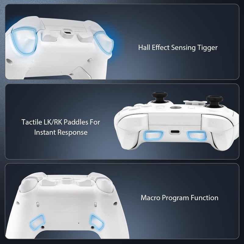 ROTOMOON HD151-S Wireless Game Controller with 7 Colors LED Lighting Compatible with Xbox One S/X, Xbox Series S/X, with 2.4G Wireless Adapter, 3.5mm Audio Jack Gaming Gamepad, Turbo/Programmable - Image 5